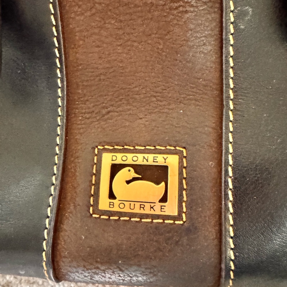 Dooney & Bourke Brown and Black Leather Briefcase with Gold Logo